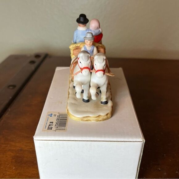 Disney Colonial Village Geo Z Lefton 1987 haywagon horse drawn carriage w/ box - Picture 4 of 9